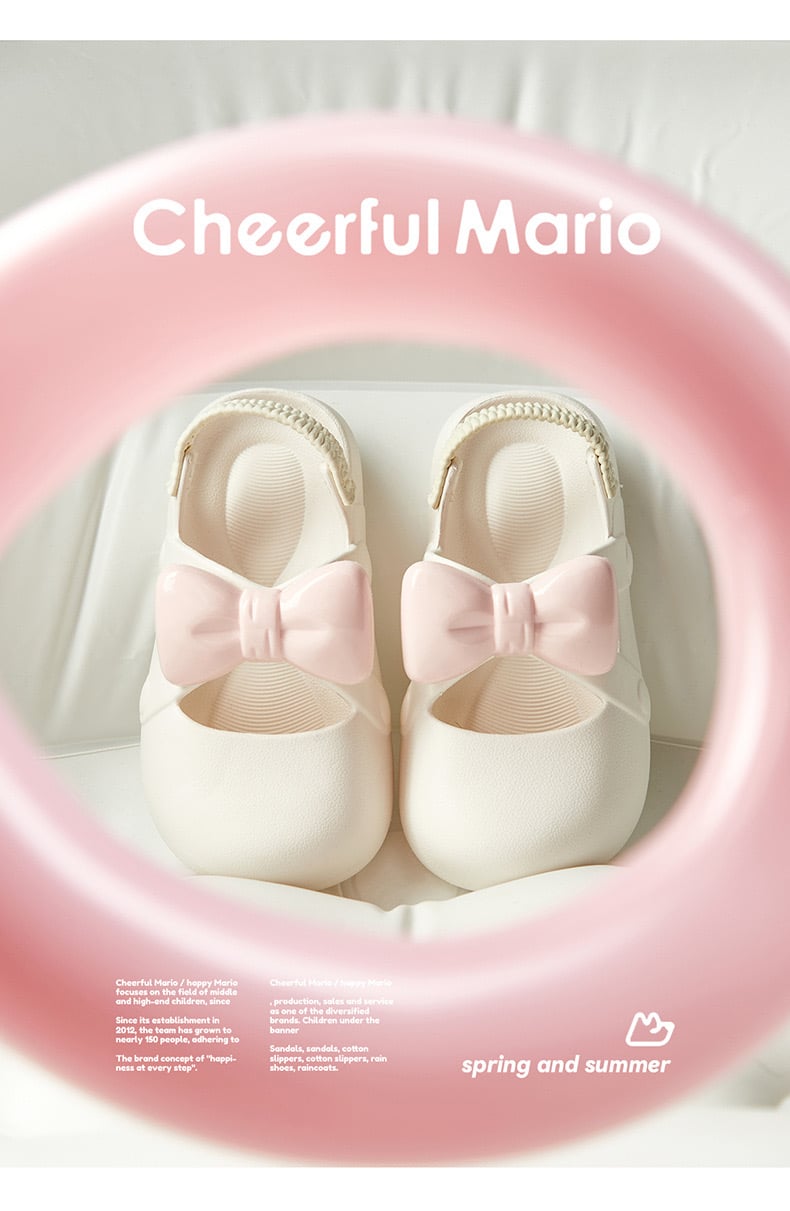 Sandal nhựa Mario đính nơ nhiều màu cho bé size 170-220