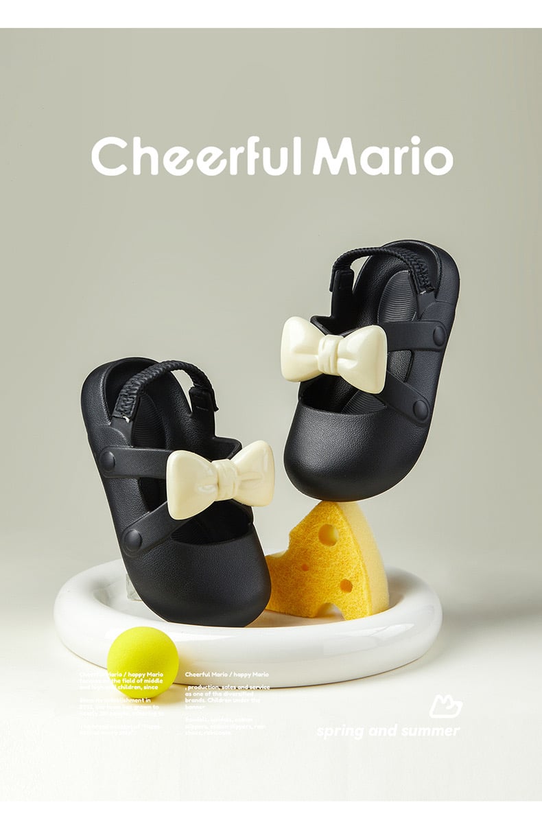 Sandal nhựa Mario đính nơ nhiều màu cho bé size 170-220