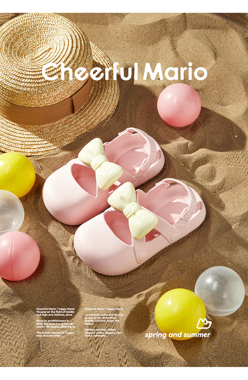 Sandal nhựa Mario đính nơ nhiều màu cho bé size 170-220