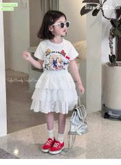 M5293 - Bộ Mia Kids hello kitty trắng + chân váy trắng bé gái size 2-12y