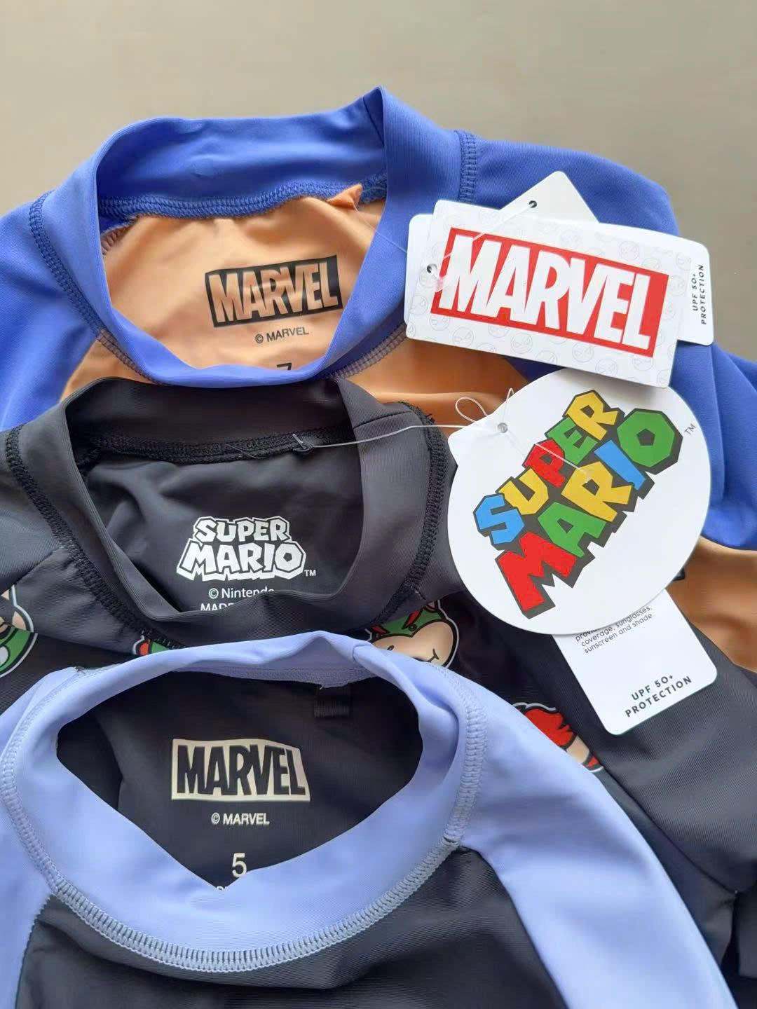 Bộ bơi Marvel dư xịn Mario, Spiderman, Black Panther bé trai size 2-8y