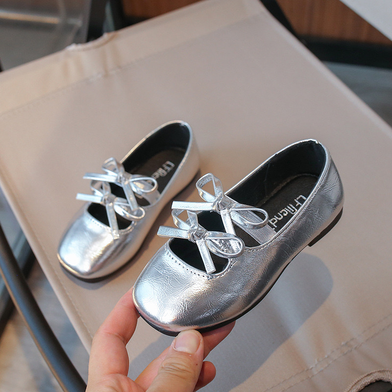 9818 - Giày búp bê màu đen đính nơ bé gái size 23-36