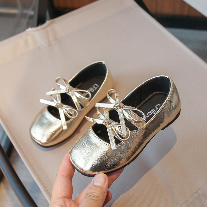 9818 - Giày búp bê màu đen đính nơ bé gái size 23-36