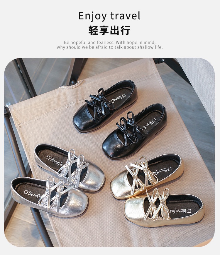 9818 - Giày búp bê màu đen đính nơ bé gái size 23-36