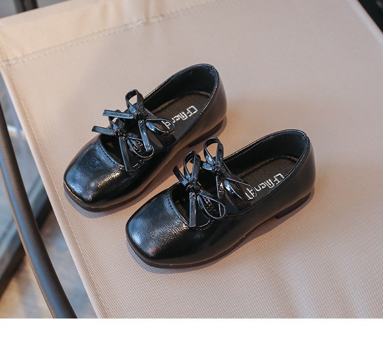 9818 - Giày búp bê màu đen đính nơ bé gái size 23-36