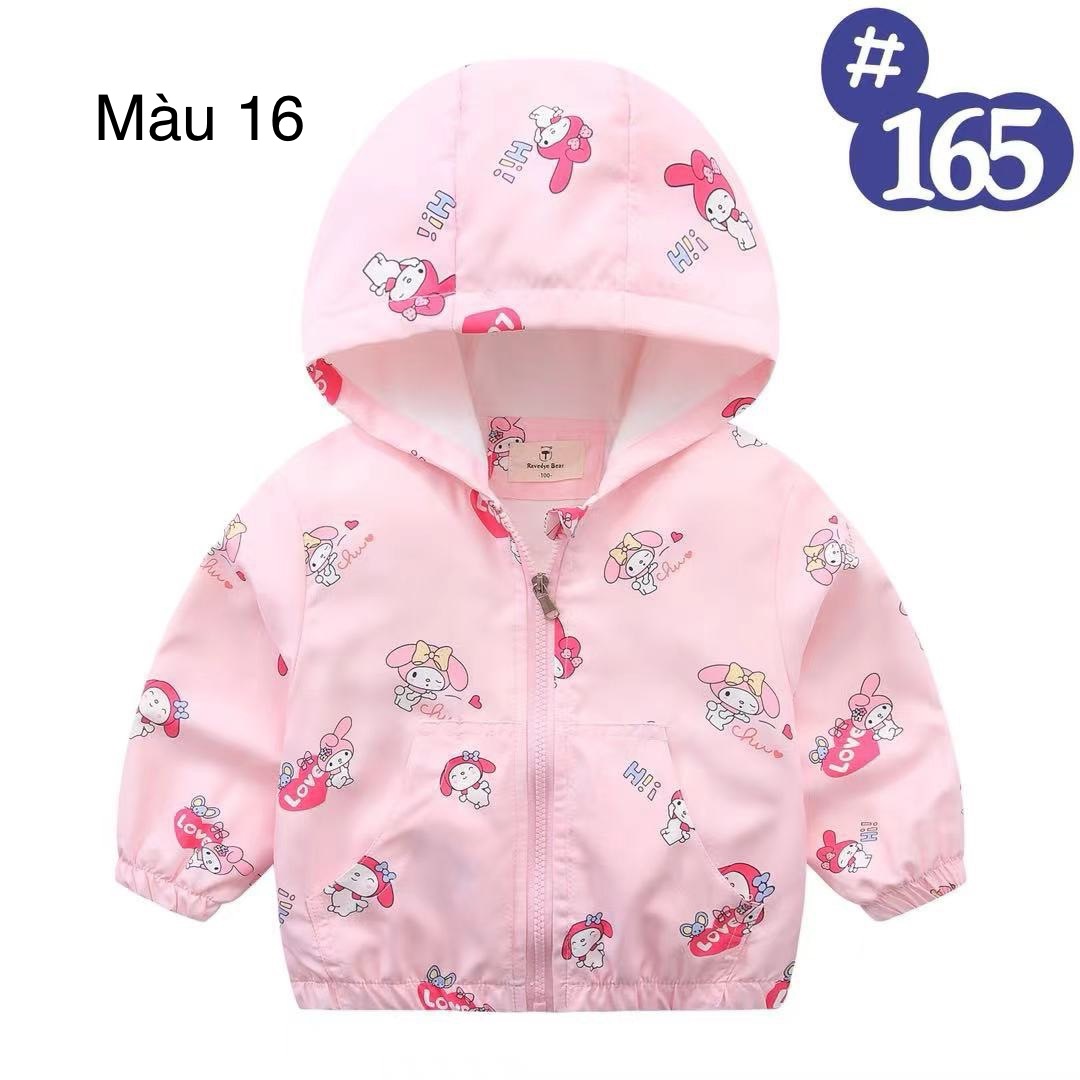 2024 - Áo gió lót cotton Ravedye Bear nhiều hình Bé Gái size 100 - 140