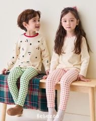 Bộ thun dày Bebezoo màu kem hình Noel chấm bi / người tuyết size 100 - 140