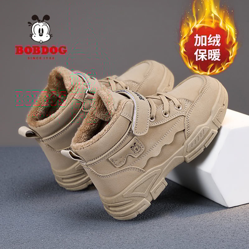 6018 - Giày cao cổ Bobdog màu nâu lót lông cho bé size 28-39