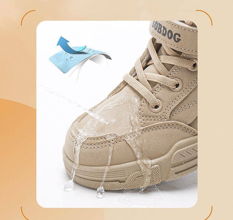 6018 - Giày cao cổ Bobdog màu nâu lót lông cho bé size 28-39