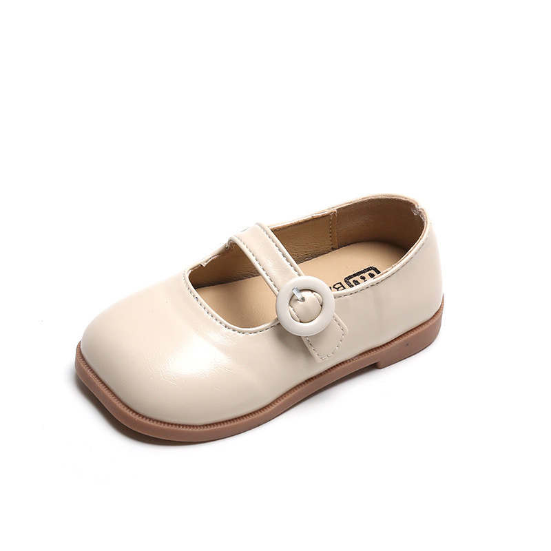 V293 - Giày MG Baby quai dán mũi vuông kem/ đen size 21-30