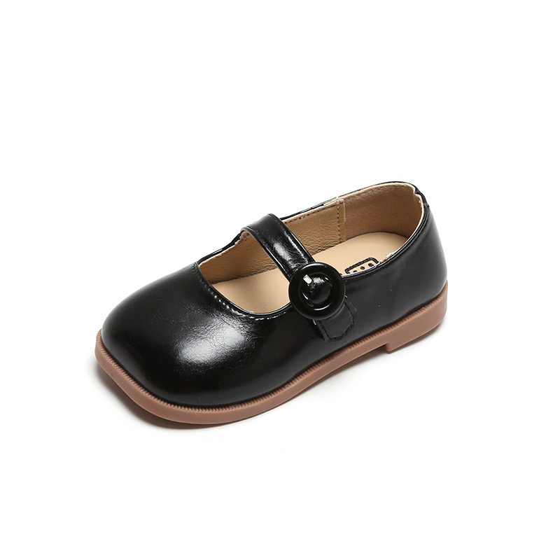 V293 - Giày MG Baby quai dán mũi vuông kem/ đen size 21-30