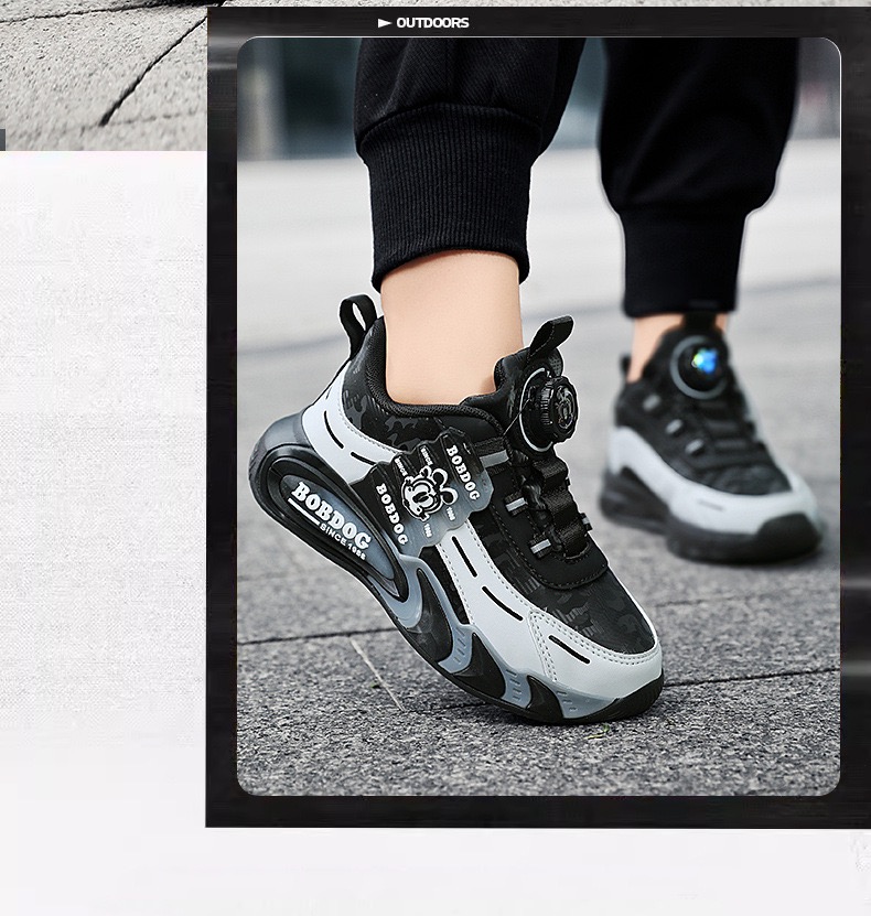 K850A - Giày thể thao Bobdog siêu nhẹ phối màu 2 màu đen/ hồng cho bé size 29-39