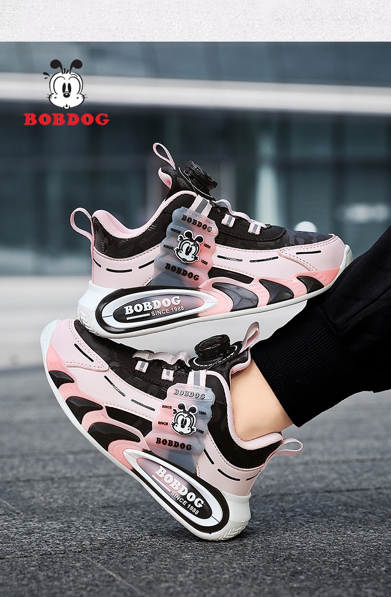 K850A - Giày thể thao Bobdog siêu nhẹ phối màu 2 màu đen/ hồng cho bé size 29-39