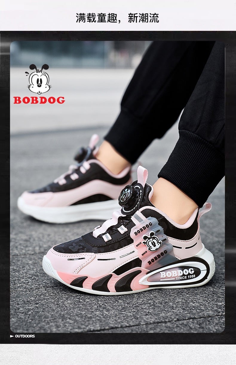 K850A - Giày thể thao Bobdog siêu nhẹ phối màu 2 màu đen/ hồng cho bé size 29-39
