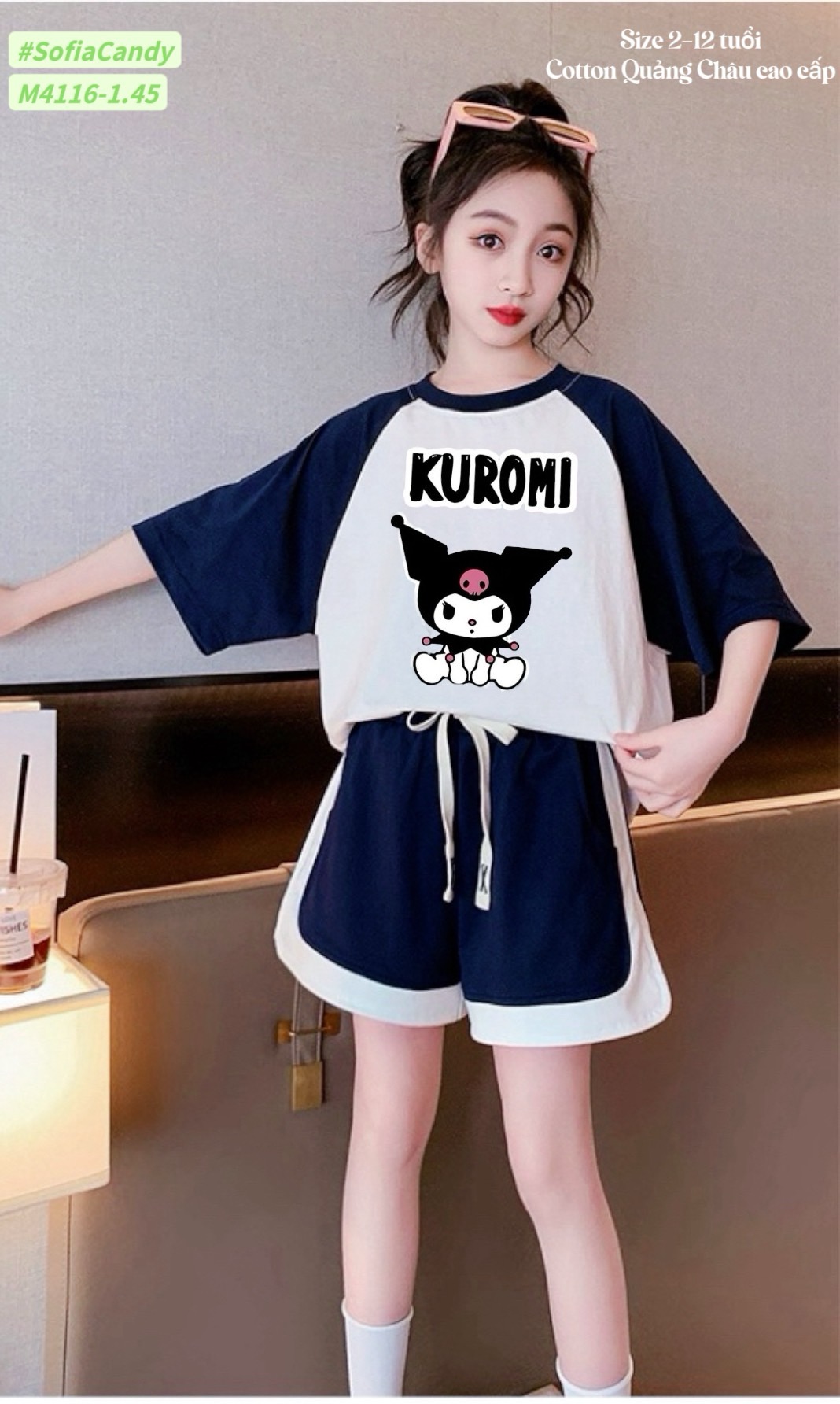 M4116.45 - Set bộ Mia Kids cotton Kuromi 2 màu BG size 2-12y