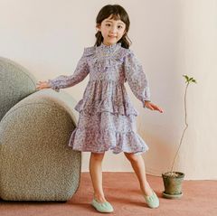 Váy chiffon Babidiboo màu tím hoa nhí bèo tầng size 110 / 150