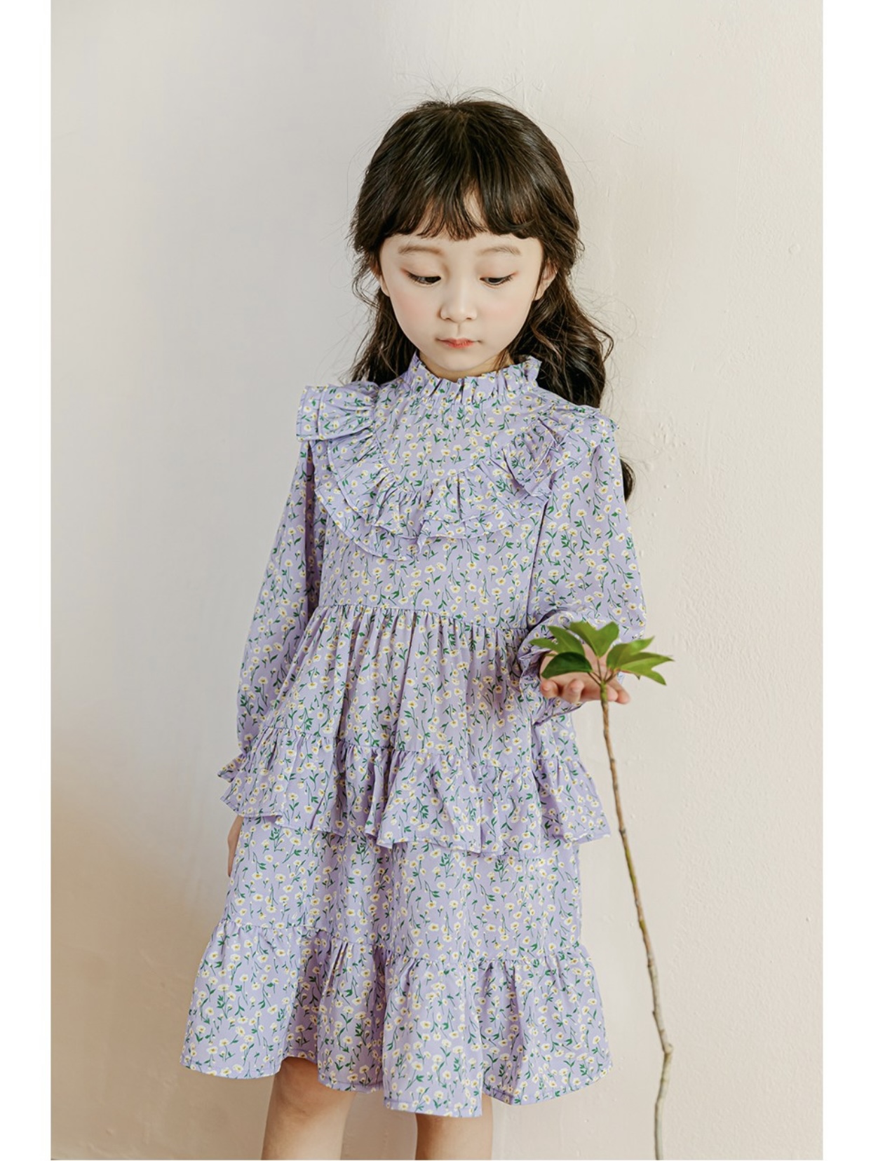 Váy chiffon Babidiboo màu tím hoa nhí bèo tầng size 110 / 150