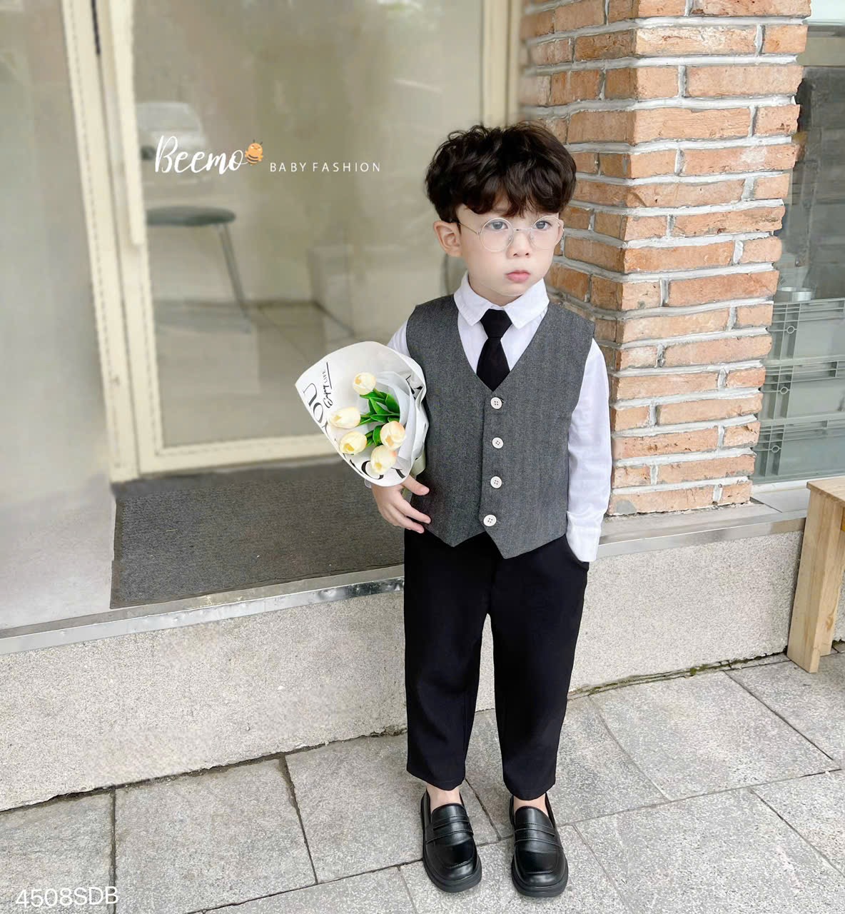 Set 4ct Beemo gile công tử kèm cavat mặc sự kiện cho bé trai size 80-130