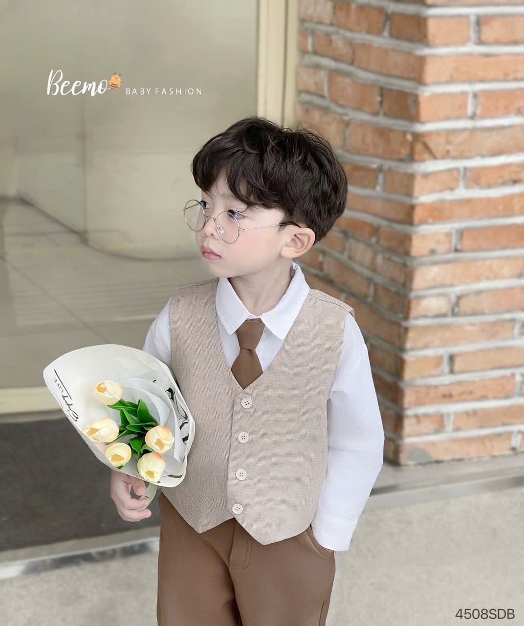 Set 4ct Beemo gile công tử kèm cavat mặc sự kiện cho bé trai size 80-130