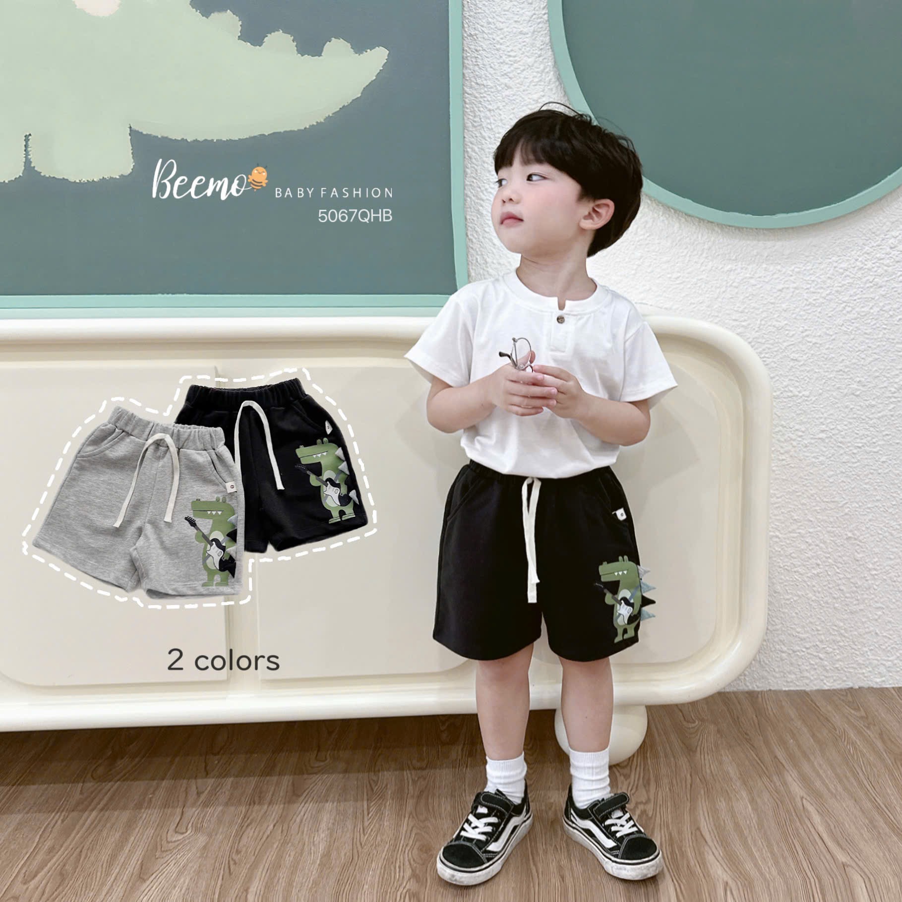 Quần short da cá Beemo in hình cá sấu 2 màu bé trai size 80-130