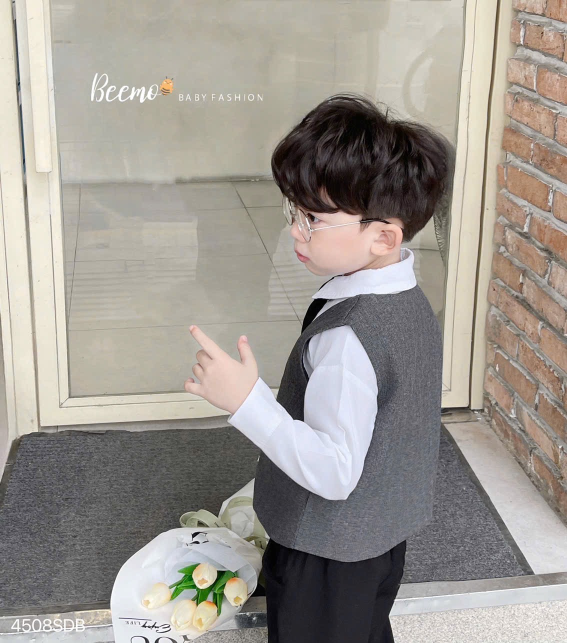 Set 4ct Beemo gile công tử kèm cavat mặc sự kiện cho bé trai size 80-130