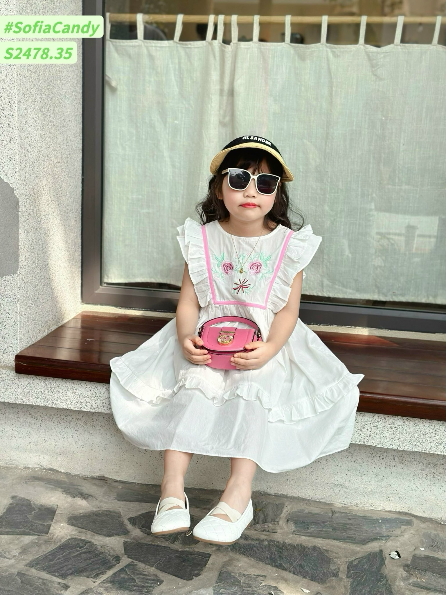 Váy Sofia Candy tiểu thư tay cánh tiên thêu hoa ngực nhiều màu BG size 1-10y