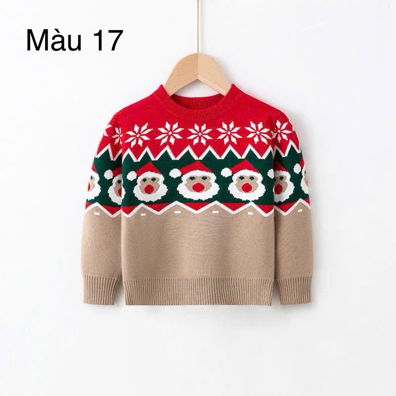 Áo len hoạ tiết Noel nhiều màu cho bé size 2-7y