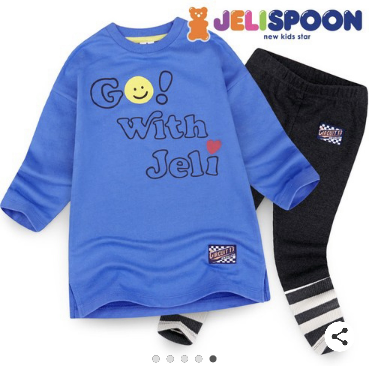 Bộ Jelispoon áo váy nỉ da cá + legging Go with Jeli xanh/vàng