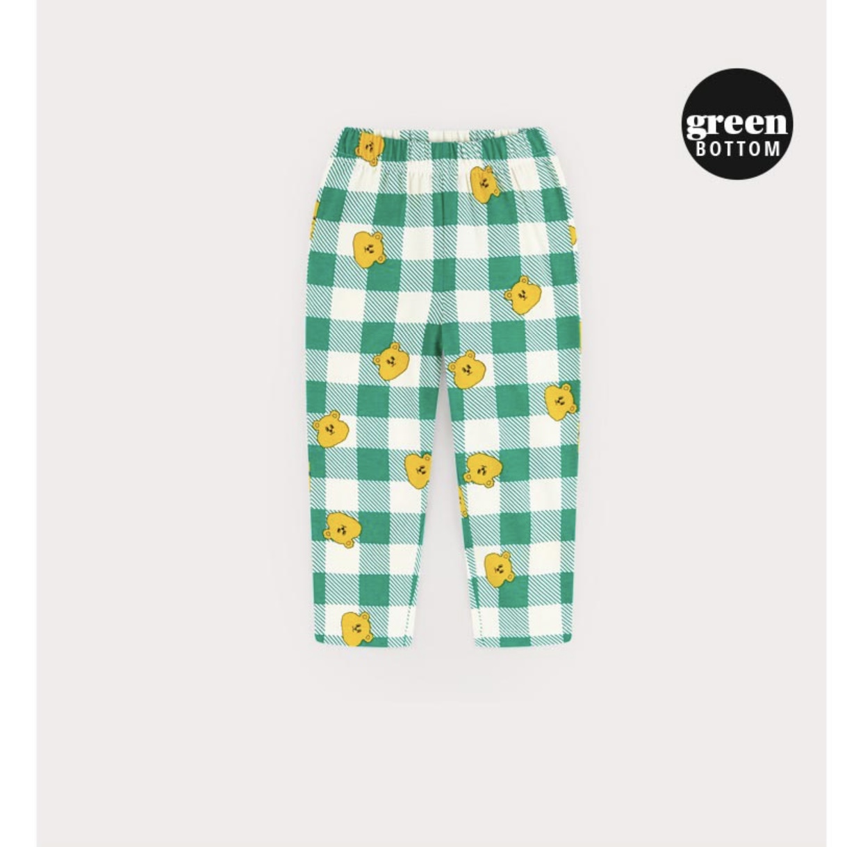 Quần cotton Hej Mini kẻ caro gấu 2 màu xanh lá/hồng BTBG