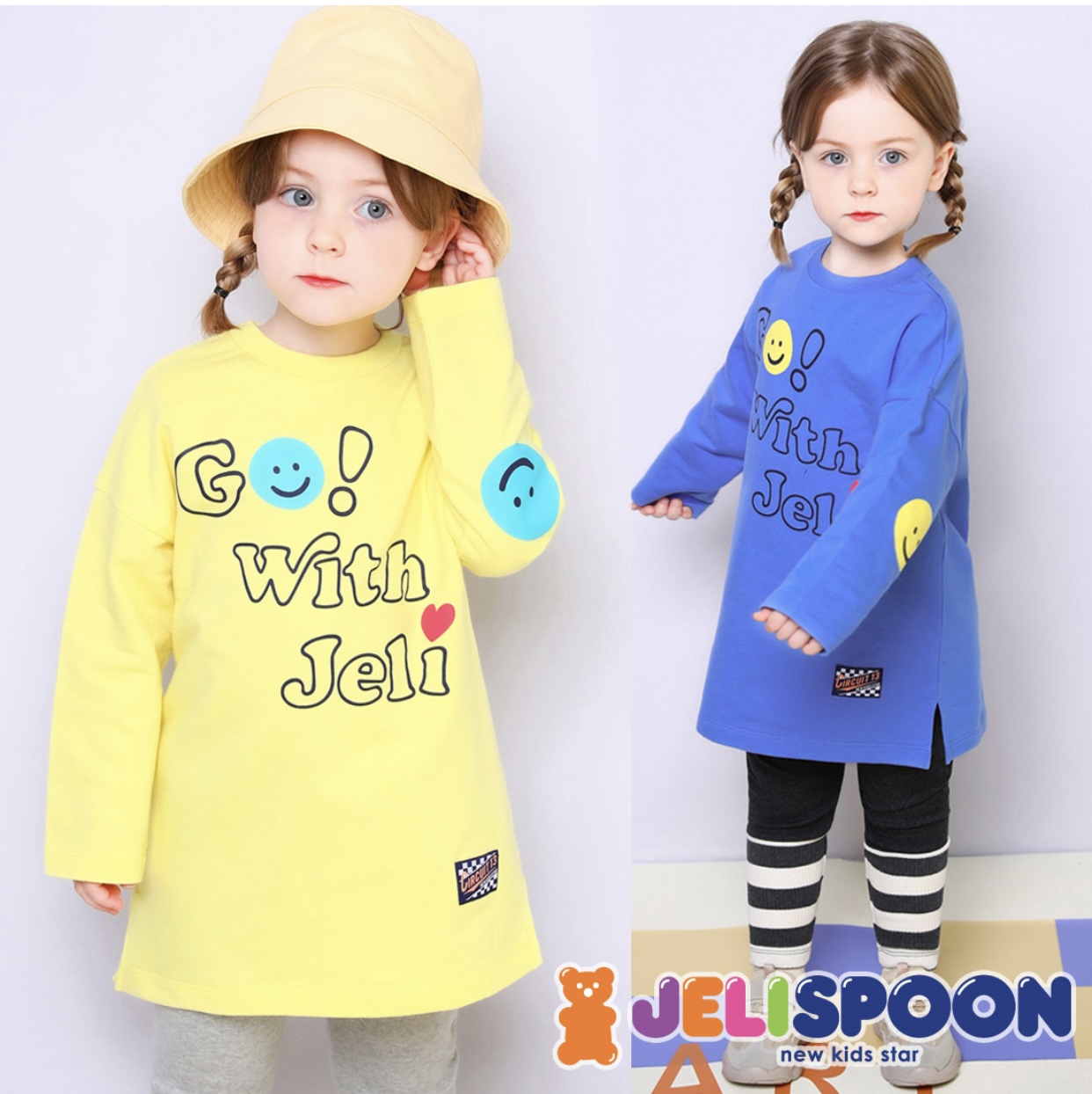 Bộ Jelispoon áo váy nỉ da cá + legging Go with Jeli xanh/vàng