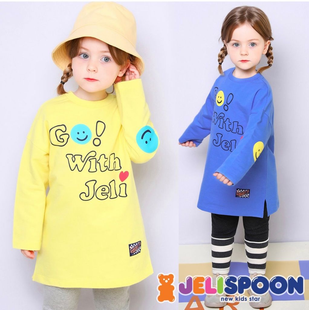 Bộ Jelispoon áo váy nỉ da cá + legging Go with Jeli xanh/vàng