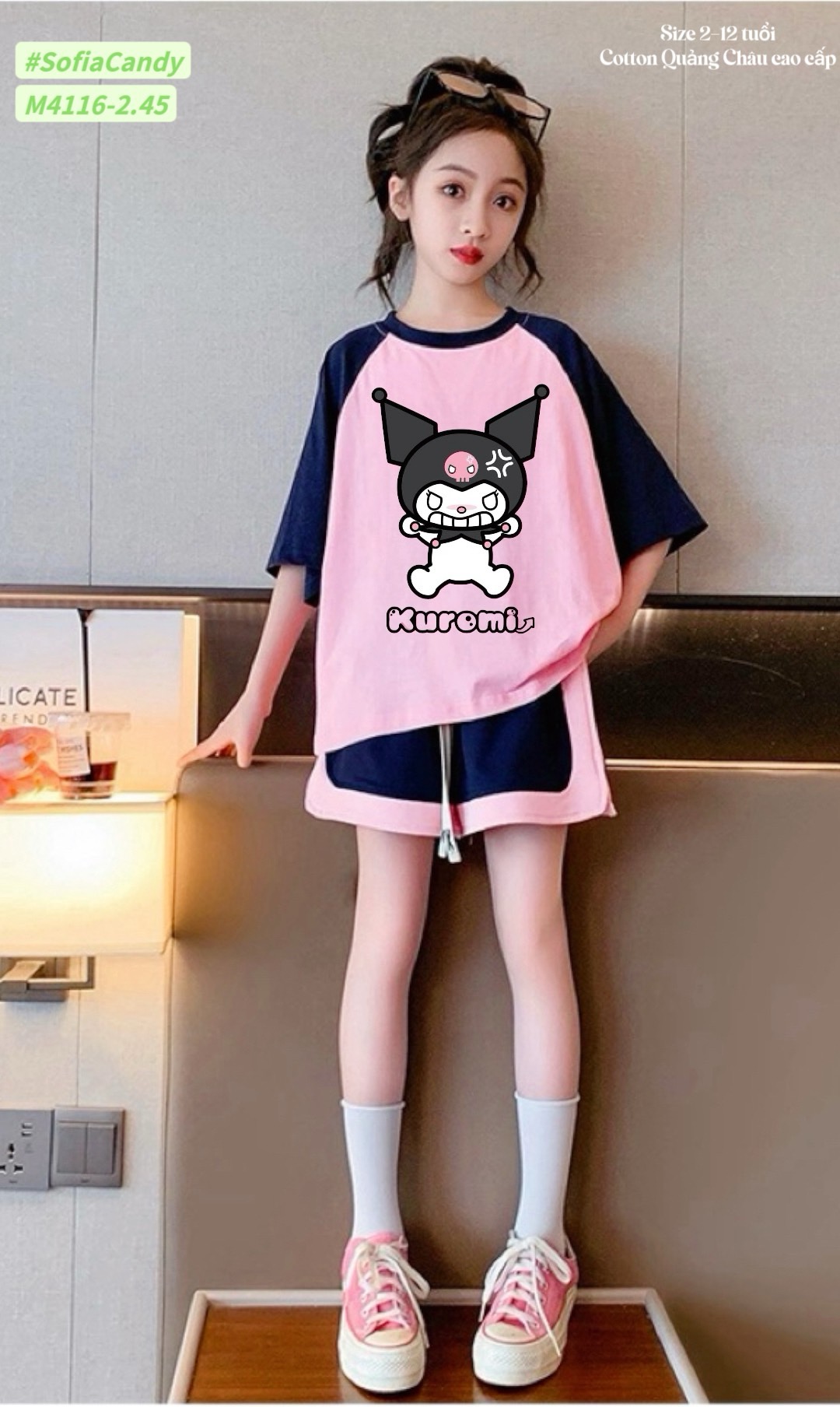 M4116.45 - Set bộ Mia Kids cotton Kuromi 2 màu BG size 2-12y