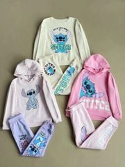 Bộ nỉ bông Disney Stitch nhiều màu bé gái size 5-16y