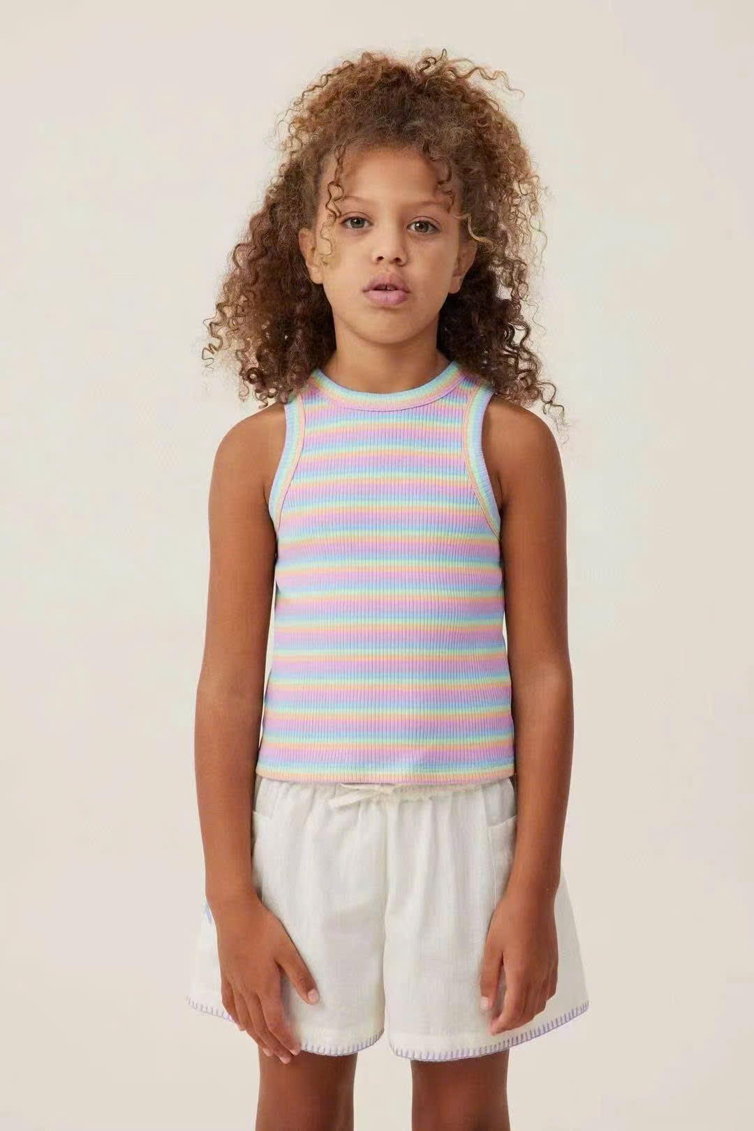 Áo sát nách dáng ngắn Cotton On thun tăm dư xịn nhiều màu cho bé gái size 2-10y