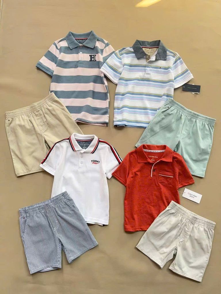 BM1 - Bộ polo cổ đức C K, T M dư xịn nhiều màu bé trai size 1-7y