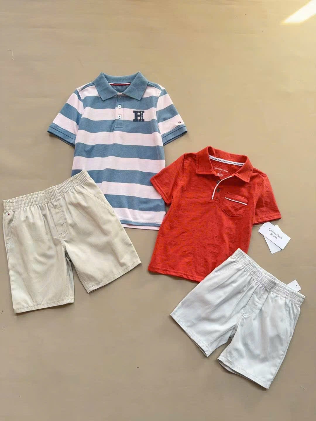BM1 - Bộ polo cổ đức C K, T M dư xịn nhiều màu bé trai size 1-7y