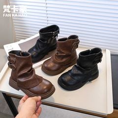 ZY356 - Bốt cổ nhún khóa cạnh 2 màu nâu/đen bé gái size 26-36