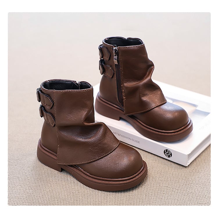 ZY356 - Bốt cổ nhún khóa cạnh 2 màu nâu/đen bé gái size 26-36