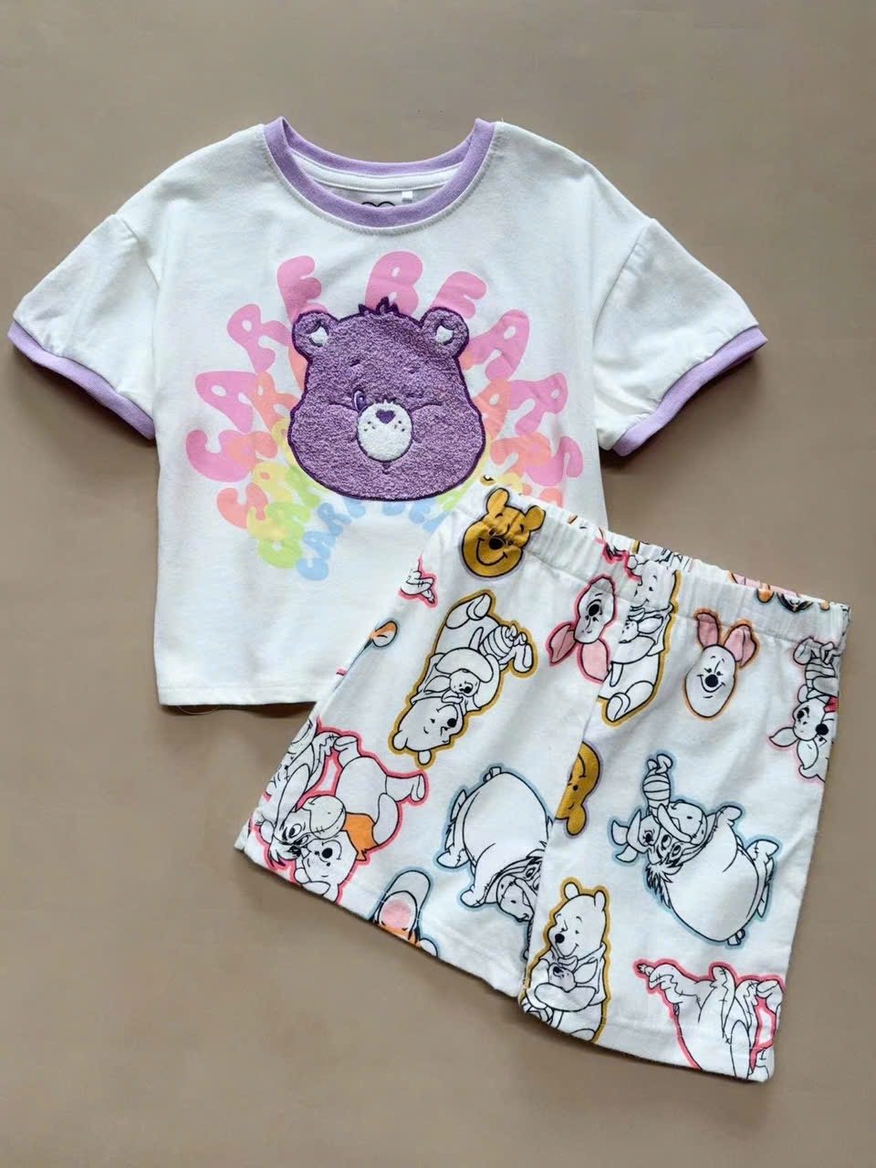 Bộ cotton, thun tăm minnie, bluey, carebear nhiều mẫu bé gái dư xịn size 1-8y