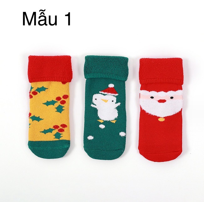 Hộp 3 đôi tất Noel loại dày cho bé size 1-5y