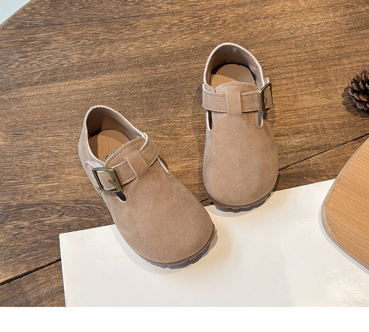TI9168 - Giày da lộn quai dán 2 màu nâu/be cho bé size 21-36