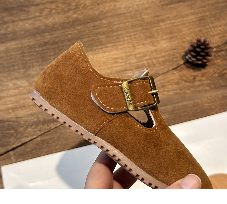 TI9168 - Giày da lộn quai dán 2 màu nâu/be cho bé size 21-36