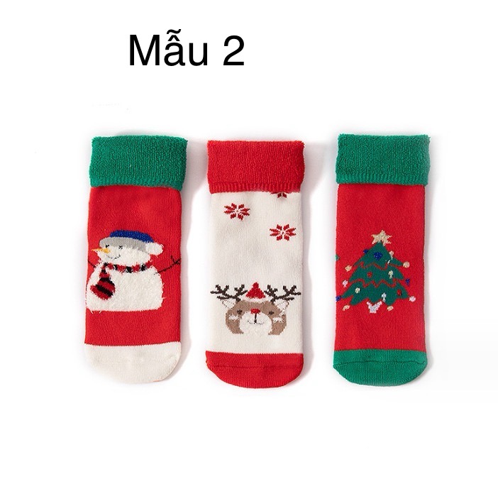 Hộp 3 đôi tất Noel loại dày cho bé size 1-5y