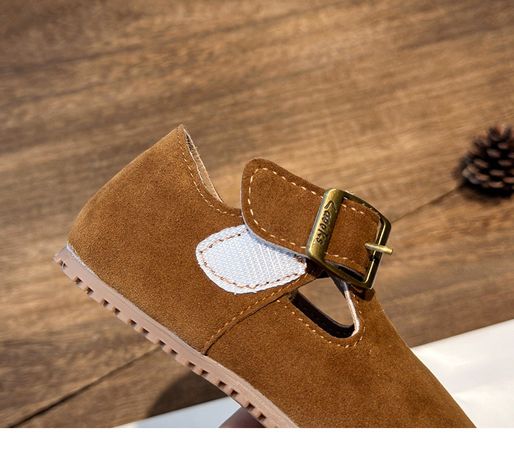 TI9168 - Giày da lộn quai dán 2 màu nâu/be cho bé size 21-36