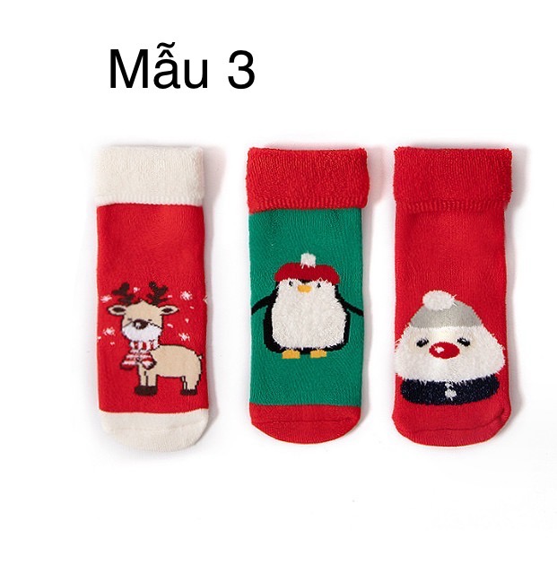 Hộp 3 đôi tất Noel loại dày cho bé size 1-5y