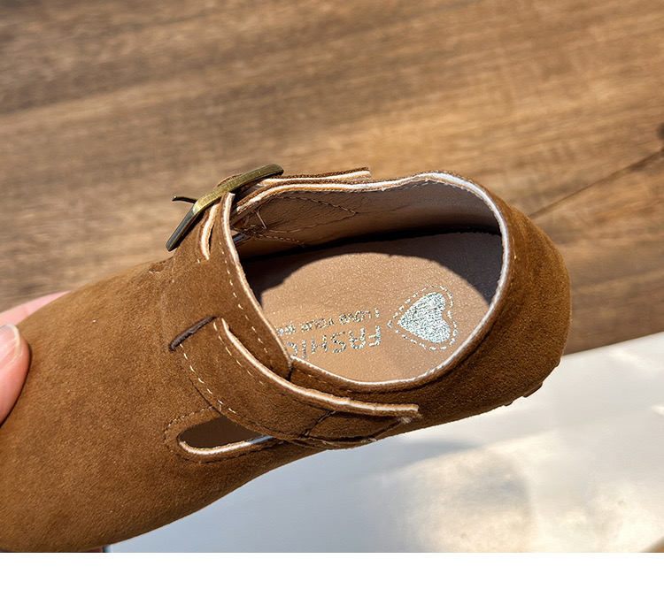 TI9168 - Giày da lộn quai dán 2 màu nâu/be cho bé size 21-36