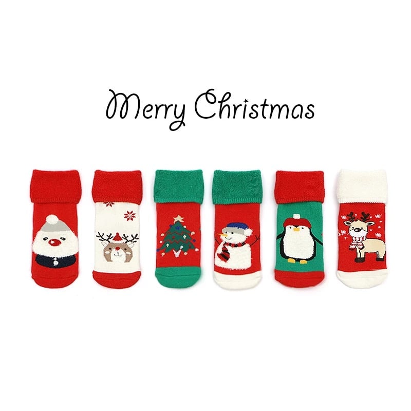 Hộp 3 đôi tất Noel loại dày cho bé size 1-5y