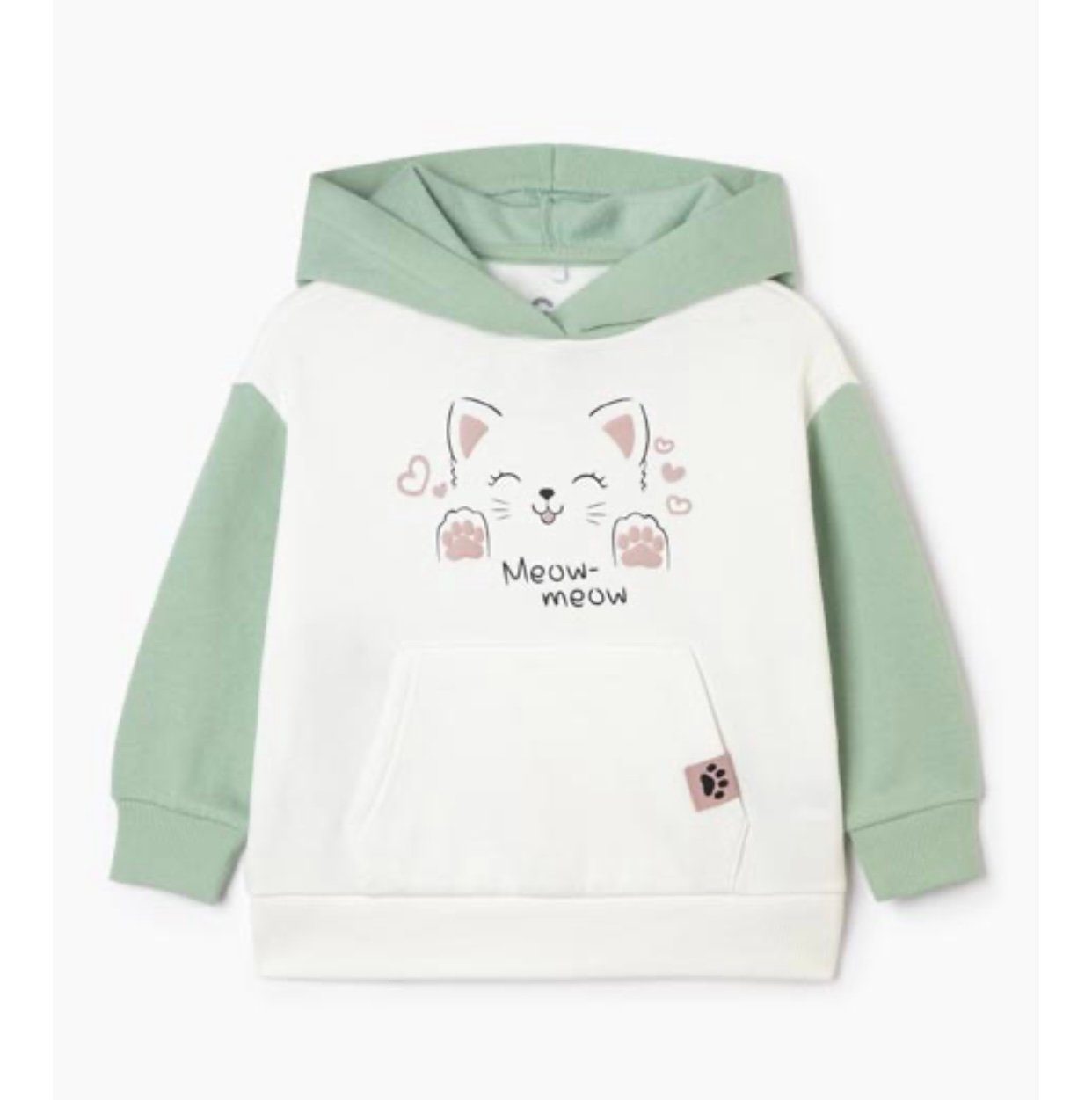 Áo hoodie nỉ bông 2 màu xanh mèo / hồng cún size 12m - 4y