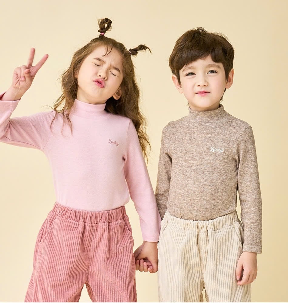 Áo cổ 3p Bebezoo vải thun len mỏng mềm thêu chữ Lucky cho bé size 100-150
