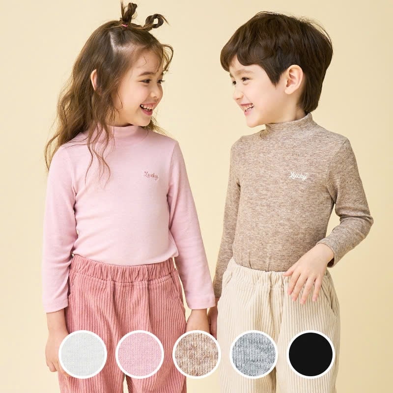 Áo cổ 3p Bebezoo vải thun len mỏng mềm thêu chữ Lucky cho bé size 100-150